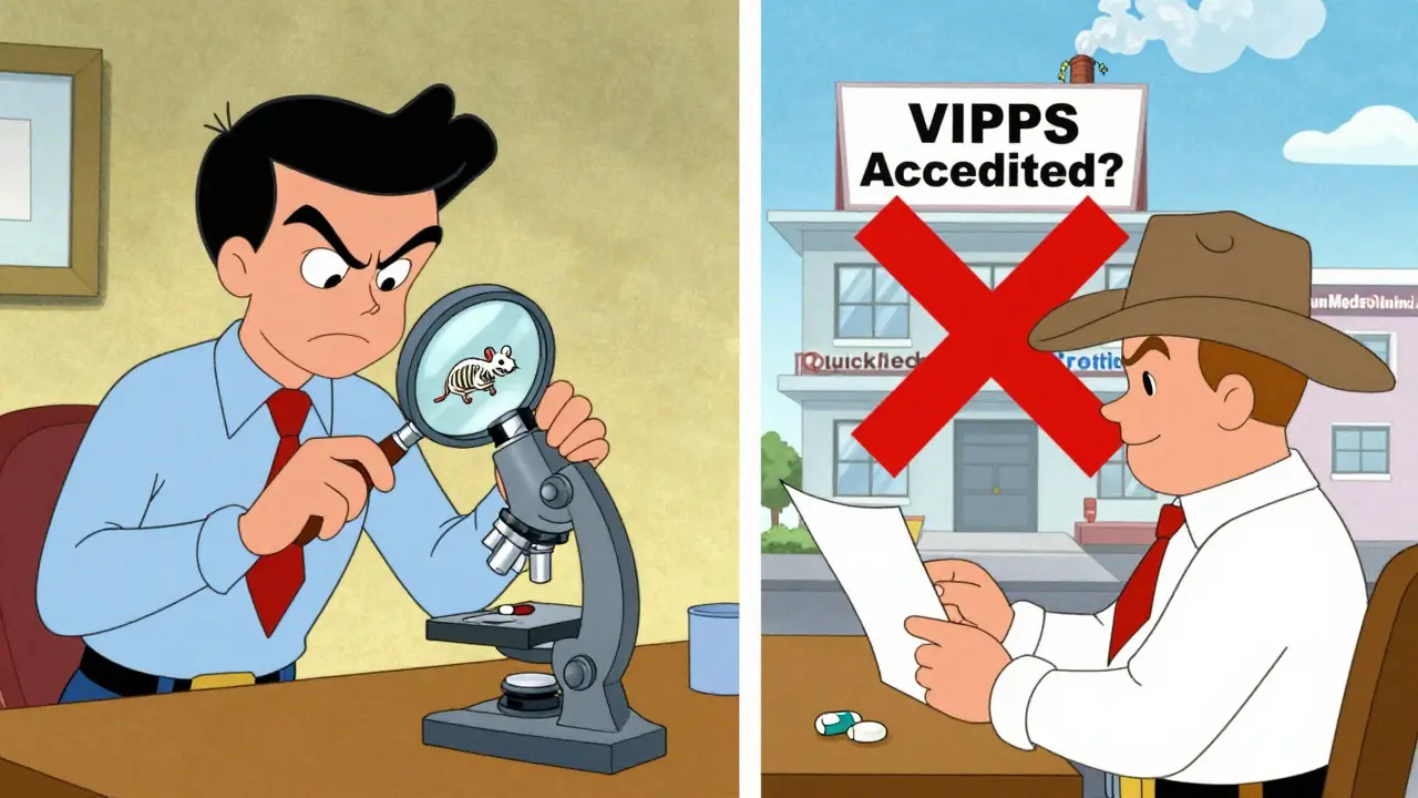 FDA agent finds rat skeleton in a pill while state inspector rejects a fake pharmacy's license.